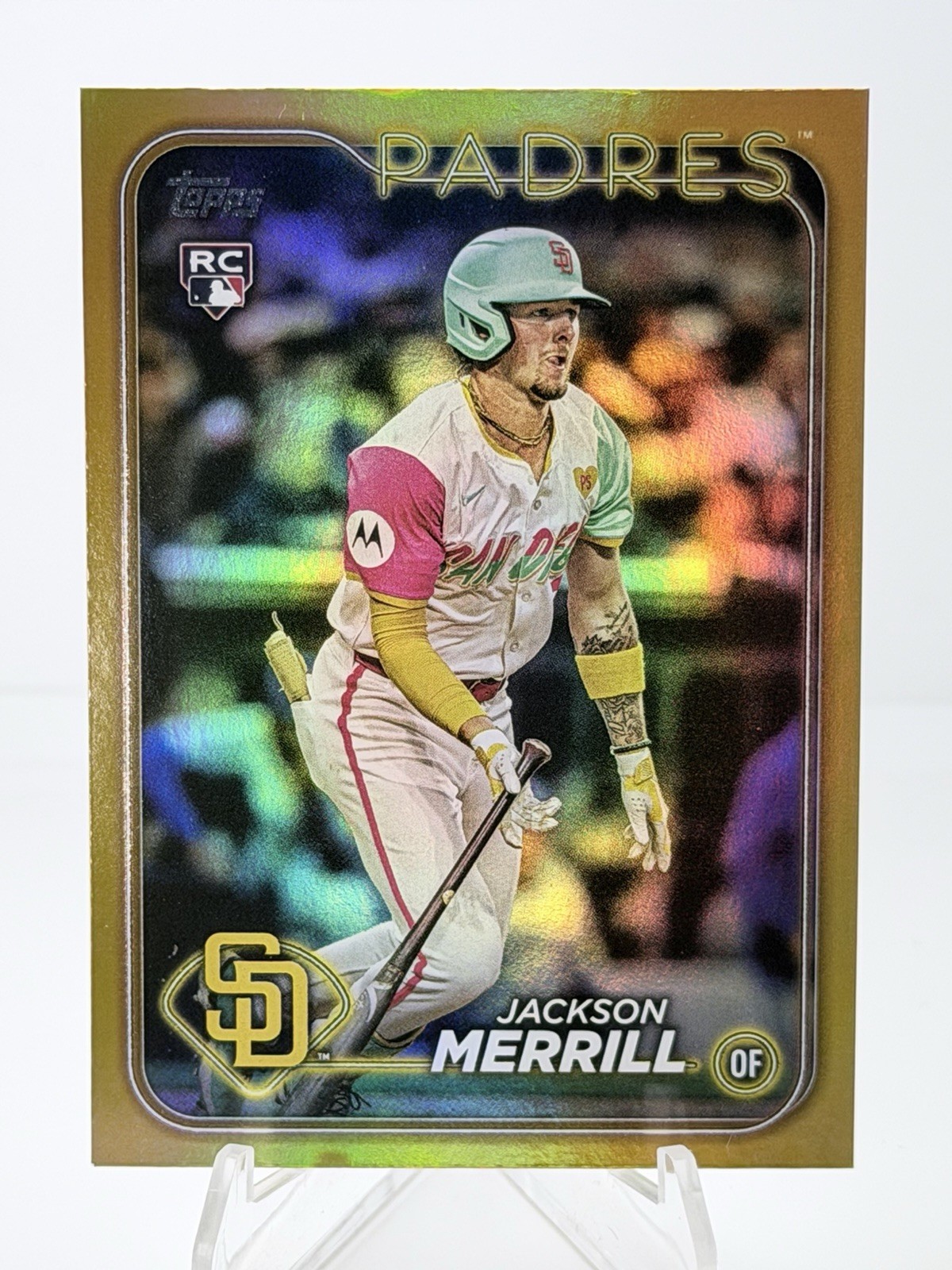 2024 Topps Update Series - Jackson Merrill #US210 Gold Rainbow Foil (RC)