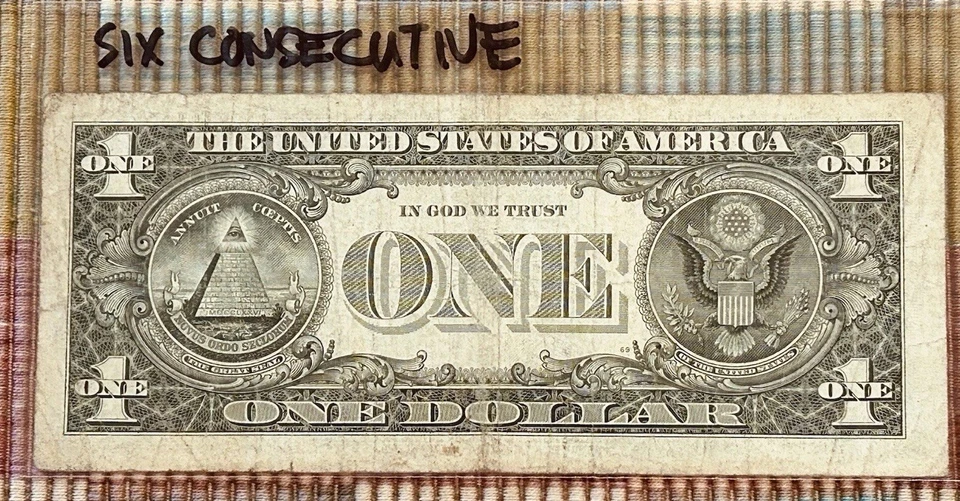 ⚜️⚜️⚜️2009 (6) Consecutive 0’s  $1 Bill Circulated Fancy Serial No. B10000004I - Image 2 of 2