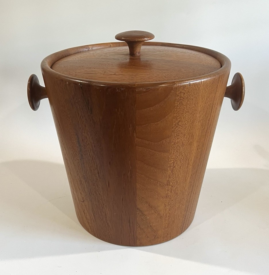 Vintage MCM Danish Digsmed Mid Century Modern Teak Wood Denmark Ice Bucket 11”