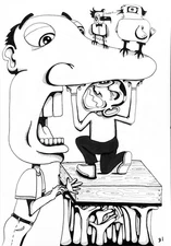 Weird Ink Sketches #31 - 10x7" Original Hand-Drawn Caricatures & Artwork