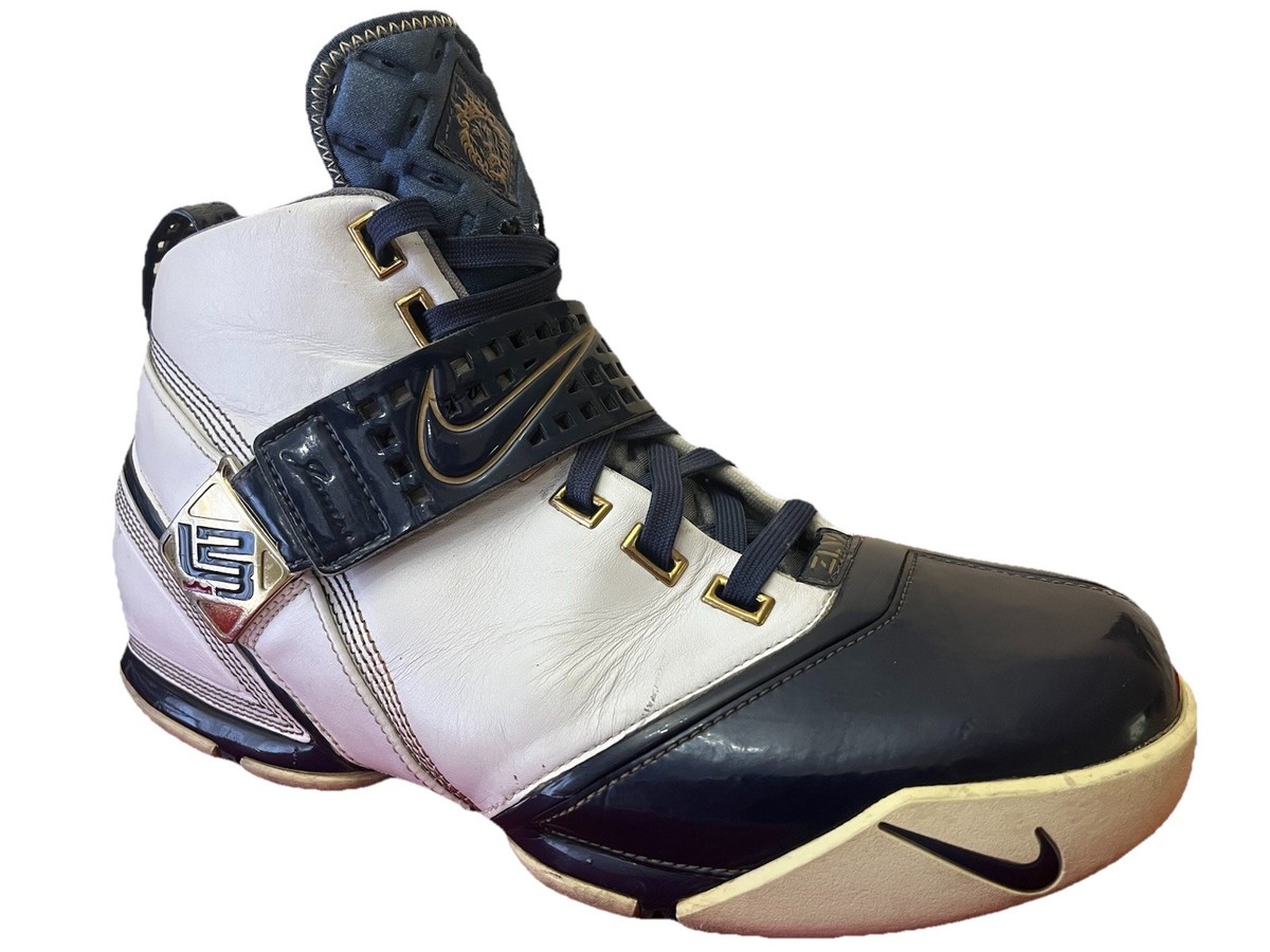 Size 10.5 - Nike Zoom LeBron 5 White Midnight Navy for sale online