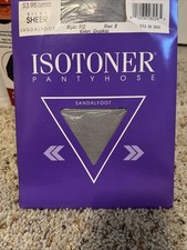 Isotoner Pantyhose Sandalfoot Silky Sheer Graphite grey Size 3 NEW 502
