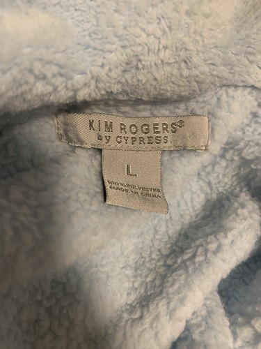 Kim Rogers hellblau Plüsch Fleece Morgenmantel L | Schalkragen Gürtel 48" Lounge - Bild 5 von 5