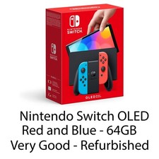 Nintendo Switch OLED Console HEG-001 , 64GB, Black - Neon Red/Neon Blue JoyCons