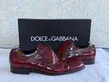 DOLCE & GABBANA CA3095 Burgundy Patent Leather Wingtip Brogue Oxford D&G