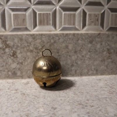 vtg brass sleigh bell petal Christmas decor jiggle cow antique
