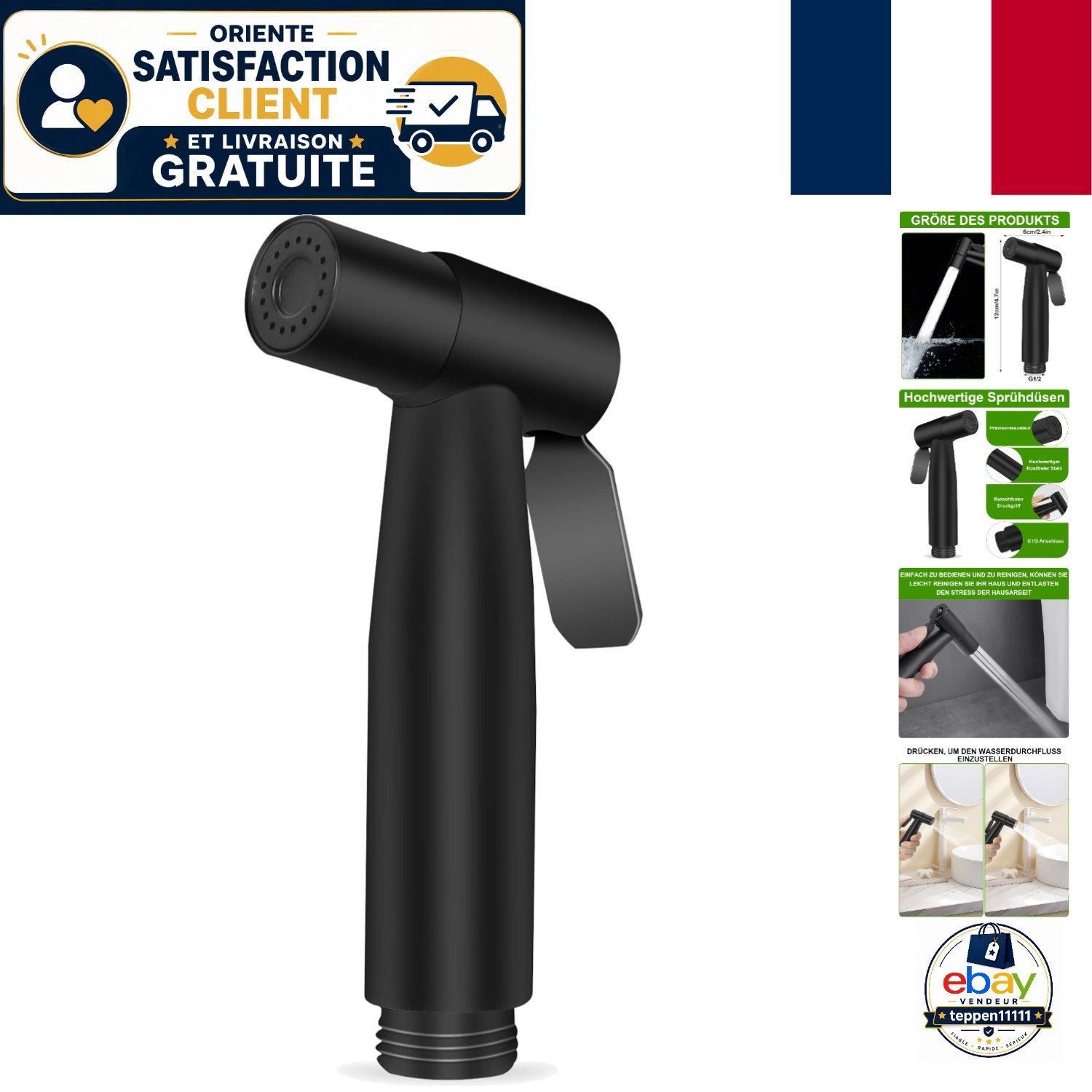 Douchette WC en acier inoxydable chromé pour hygiène intime au quotidien