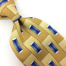 Puritan Usa Tie Yellow Blue Gray Geometric Sh...