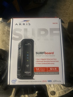 ARRIS SURFboard SB6190 DOCSIS 3.0 32 x 8 Gigabit Cable Modem, Never Used,