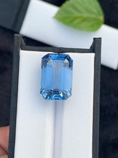 Certified Natural Blue Aquamarine Emerald Cut Flawless 10.10 Ct Loose Gemstone