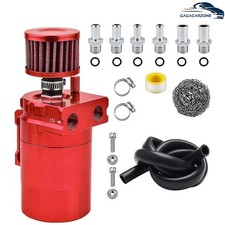 Red Oil Catch Can Kit Reservoir Baffled Tank With Breather Filter Universal Alum