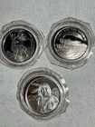 Lot of 3 .999 Fine Silver 1 Troy Oz Rounds Deer Train Native American