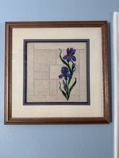 Handmade Needlepoint Flower, Gallery Framed behind glass 23  x23  