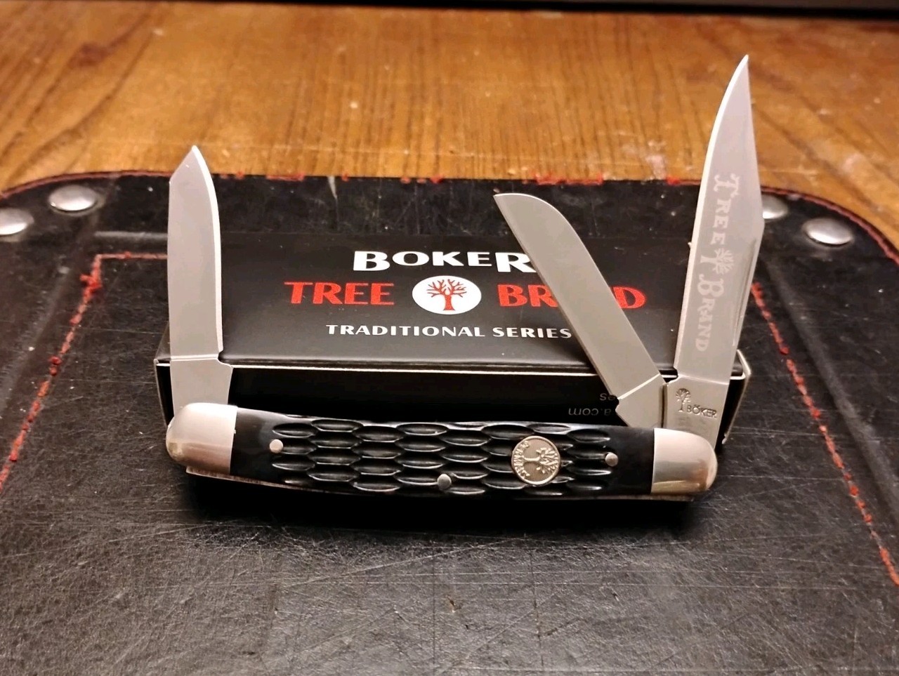 BOKER® Treebrand Stockman Folding Knife  Bone Handle D2 Blades 2.6 OZ  110856