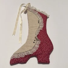 Vintage long Victorian High Heel Shoe Boot Christmas Stocking Hand Made