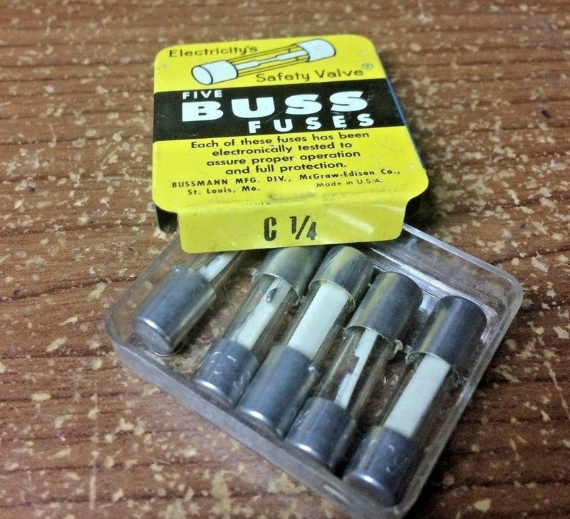 5pc Bussmann Buss C1/4A  Glass Fuses 0.25A 1/4A  250V  1/4"  x 1" 