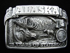 RG07142 NOS VINTAGE 1984  ALASKA  STATEHOOD COMMEMORATIVE BELT BUCKLE