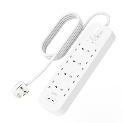 Belkin 8 Steckdosen Überspannungsschutz Steckdosenleiste, Wandmontage 8 Stecker, weiß 