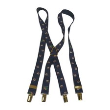 Santa Suspenders Christmas Sleigh Navy Blue 40" Long