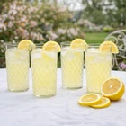 Set of 4 Vintage Anchor Hocking Tumblers 6" Quilted Diamond Clear Glass MCM