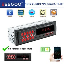 1DIN Autoradio Mit Bluetooth BT Freisprech USB TF SD AUX-IN FM MP3 Player Type-C