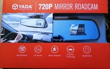 Yada RoadCam 720p HD 2.4" Screen Rearview Mirror Dash Camera BT58243 Brand New