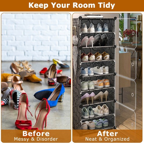 10-Tier Shoe Rack Storage Organizer 60 Pairs Unit Cube Cabinet Shelf Stackable - Picture 3 of 16