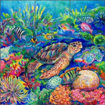 Tile Mural Backsplash Ceramic Clifford Undersea Turtle Sea Life Art Cpa Gcl0112 Ebay - 