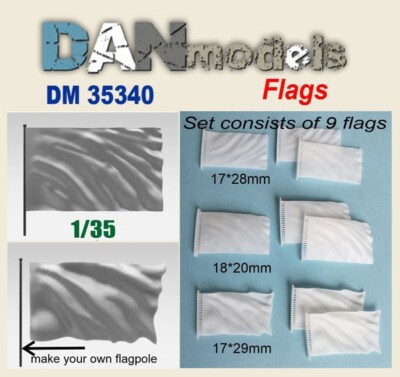 Dan Models 35340 Scale 1:35 Detailing Set. Flags 9 pcs - For Scale Model Kit