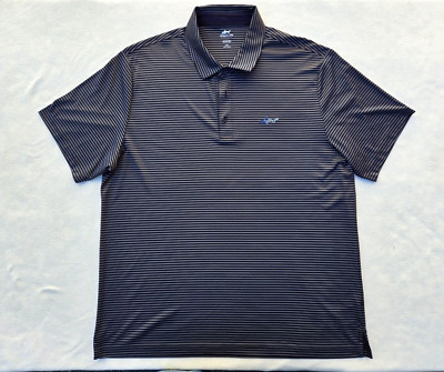 Attack Life By Greg Norman Mens XXL 5 Iron Performance Golf Polo Black Stripped