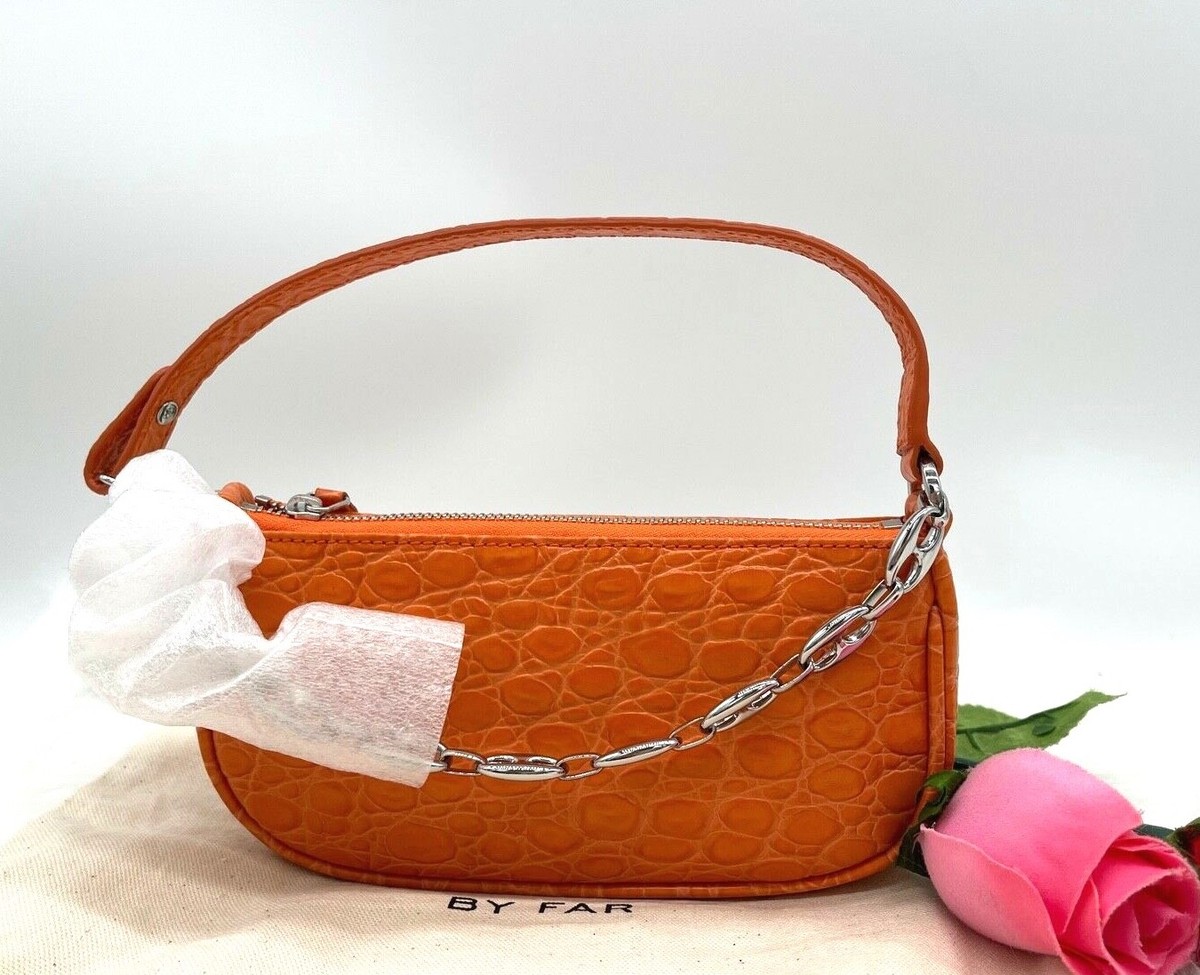 AUTH NWT BY FAR Mini Rachel Circular Moc-Croc Leather Shoulder Bag