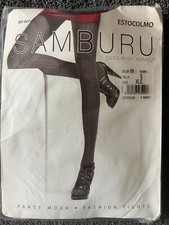 Cecilia de Rafael Samburu RIB RIBBED Black Tights XL Extra Large Italy