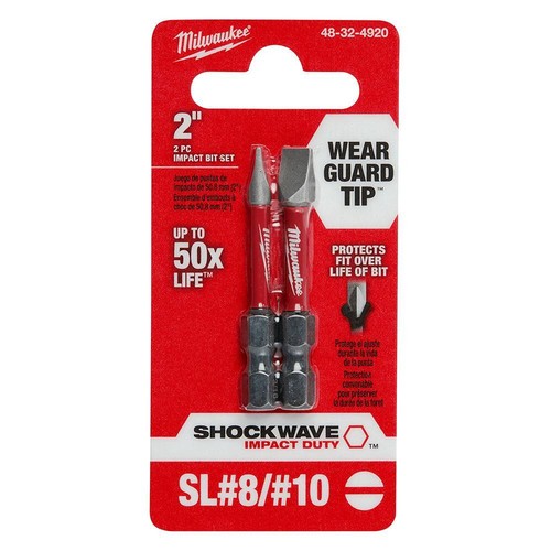 Milwaukee 48-32-4920 SHOCKWAVE 2" #8 & #10 Slotted Impact Bit