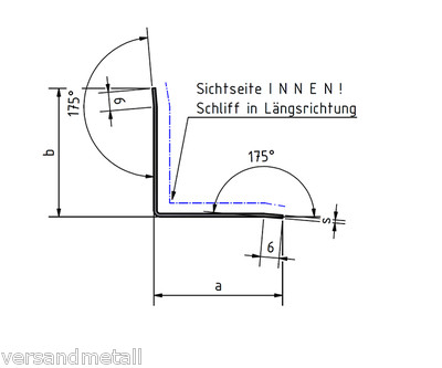 Produktbild von Edelstahl-Abschlussleiste Sockelblende – 15x55x2500mm, 3-fach Gekantet, Körnung 320, V2A
