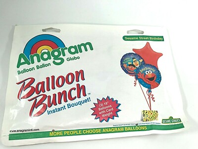 Vintage Anagram Balloon Bunch Elmo Ernie Bert Sesame Street Birthday Mylar/Foil