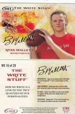 (25) 2011 Ryan Mallett Sage Hit WRITE STUFF Rookie Lot #16 - Arkansas Razorbacks