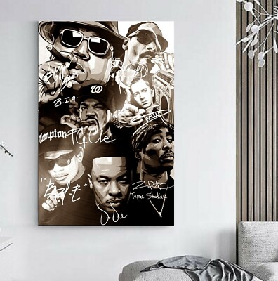 LEINWAND BILD BIS 150x100x5 Rap Legends Notorious BIG Snoop Dogg Ice Cube Eminem