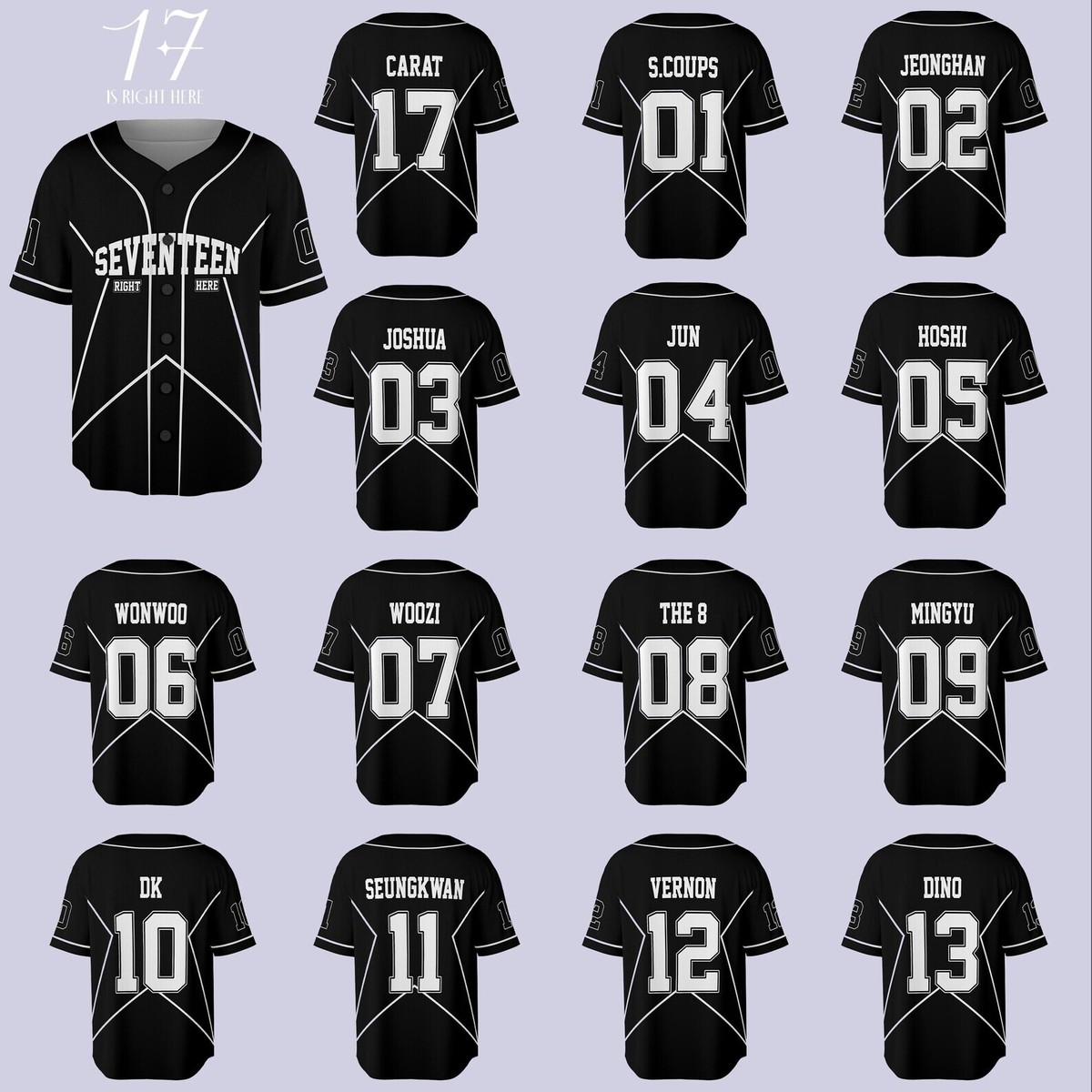 SEVENTEEN Baseball Jersey Carat Merch Shirt Kpop Concert Outfit