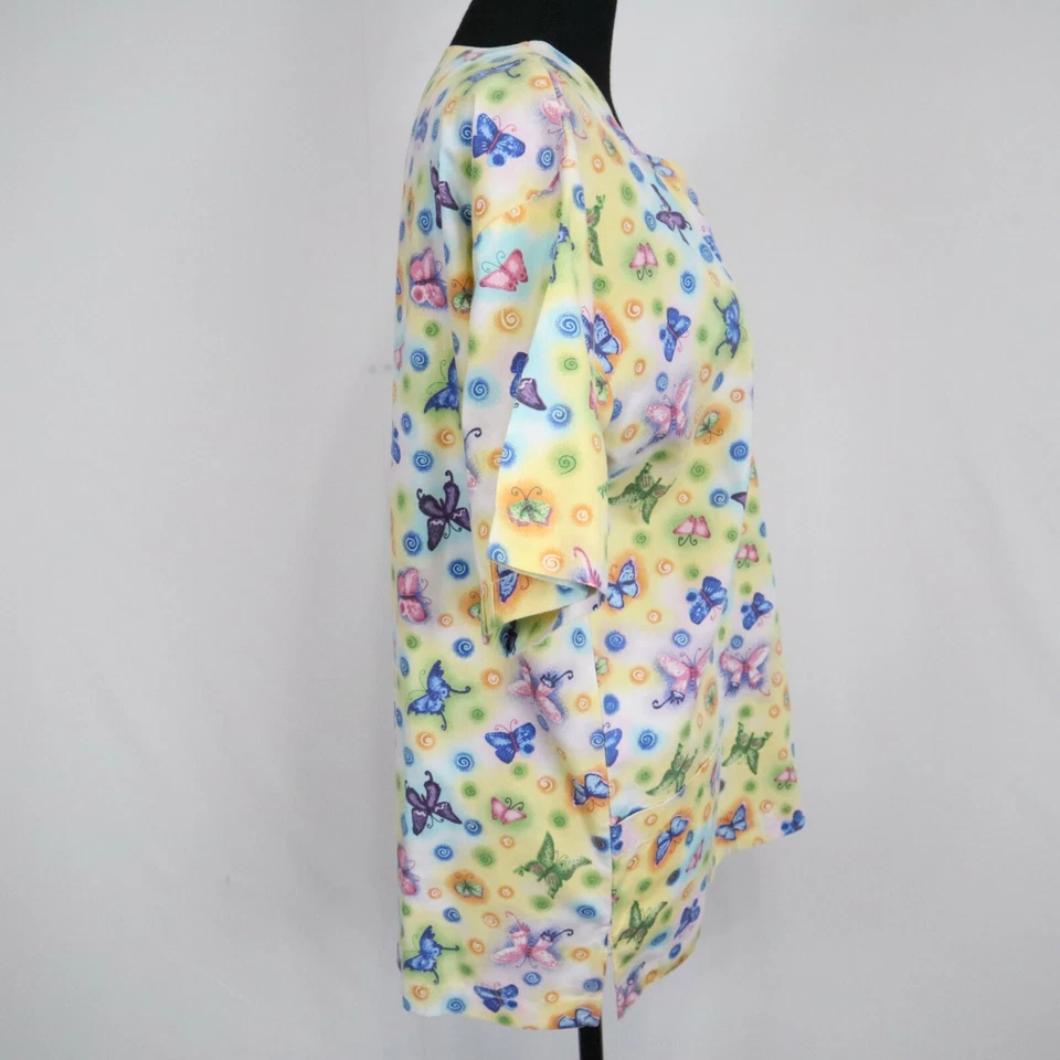 Natural Uniforms Scrub Top Womens Small Butterfly Medical Uniform Short Sleeve - Image 4 of 4