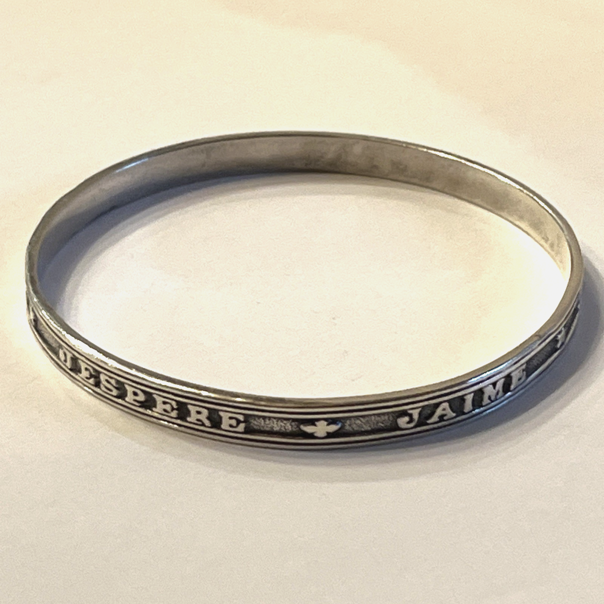 French I Love and I Hope Bangle Bracelet J'aime et j'espere