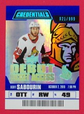 2019-20 Credentials Scott Sabourin 921/999 RC Debut Ticket Access #71