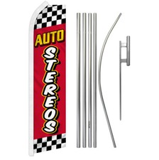 Auto Stereos Advertising Swooper Feather Flutter Flag  Pole Kit Stereos RED