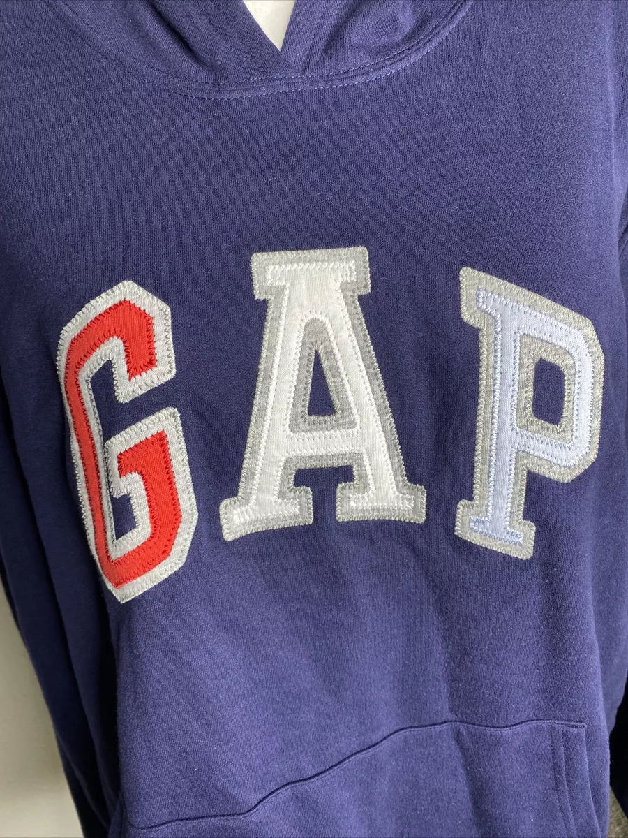GAP Hoodie Women s Size XL Sweatshirt Pullover Big Patch Logo Navy Blue Sweater eBay