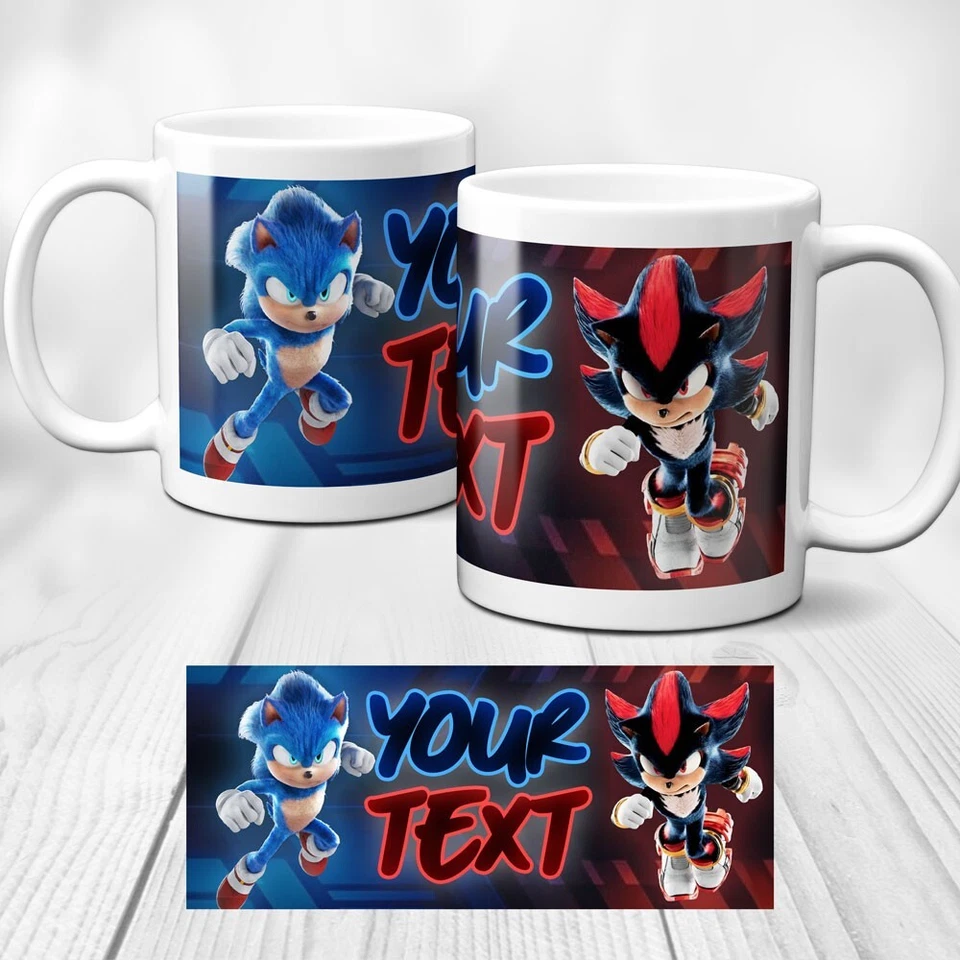 Personalised Sonic 3 the hedgehog gift cup mug - add your name - shadow