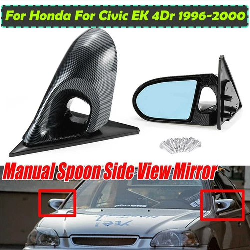 Pair Carbon Fiber Look Car Side Rear View Mirrors For Honda Civic 4dr 1996-2000