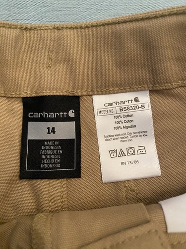Carhartt Youth Cargo Shorts Size 14 Beige Outdoors Hiking Fishing Camping - Picture 2 of 7