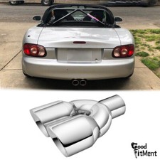 For Mazda MX-5 Miata Dual Exhaust Pipe Tip 2.5" in 3.5" Out  9.5" Length Chrome