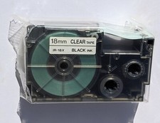 Casio Tape Cartridge EZ-Label Printer Refill IR-18X 18mm Black Ink on clear Tape