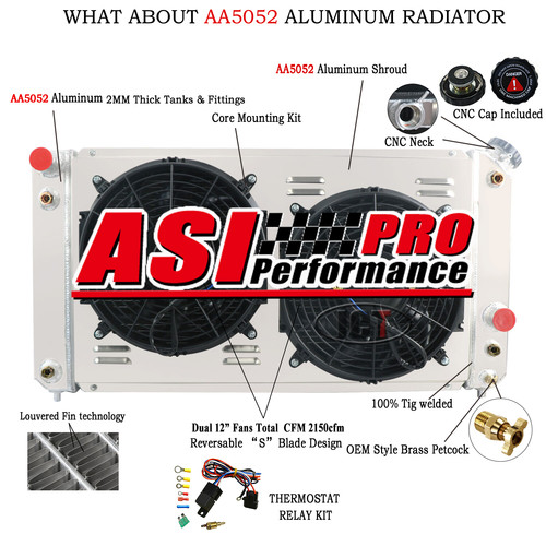 3 Row Radiator Shroud Fan For 1986-2005 Chevy S10 Blazer C1500 GMC Jimmy V6 NEW - Picture 2 of 17