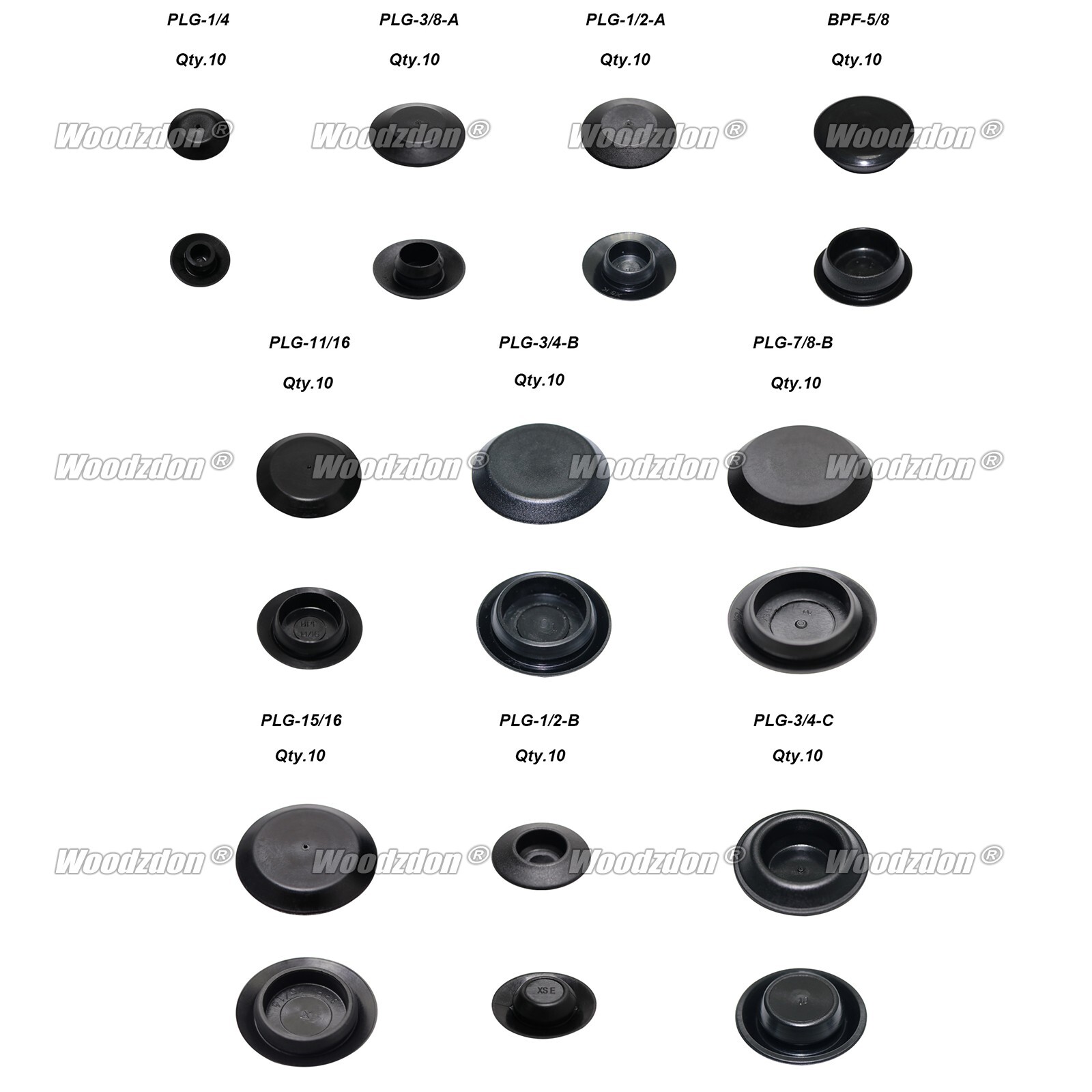 100pcs Black Plastic Hole Plugs Assortment Kit Flush Mount Auto Body Sheet Metal